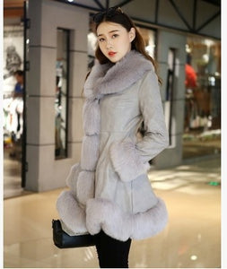 Hot Sale Winter Women's Faux Fur High Quality Faux Sheepskin Coats Keep Warm With Fur Fox Collars Slim Female Furs Plus Size
