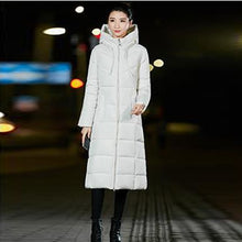 Load image into Gallery viewer, Long Hooded Thicker Down Coat Women Winter Casual Zipper Jackets Female Vogue Elegant Outwears M-6XL Plus Size Synthetic Feather