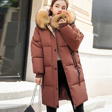 Load image into Gallery viewer, Winter Hooded Warm Down Coat Women Casual Long Down Jackets Ladies Thicken Cotton Parka Plus Size Outerwear Korean Harajuku Coat