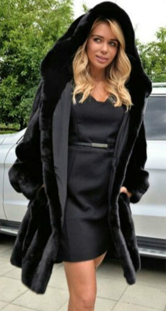 Long Faux Fur Coat Women's 2019 Autumn And Winter New Coats Women's Hot Sale Black Plus Size Plush Coat Warm Fur Jacket
