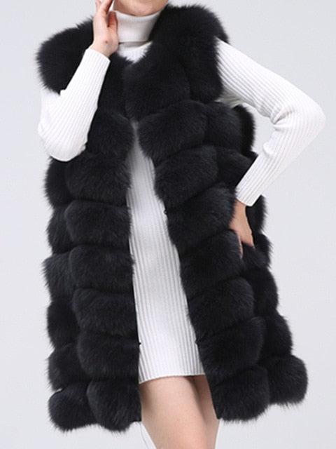 Natural Real Fox Fur Vest Natural Fur Coat For Jacket female coats Vest Waistcoat long Fur Coats Real Fur Coat Fox Vest Jacket