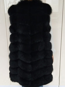 Natural Real Fox Fur Vest Natural Fur Coat For Jacket female coats Vest Waistcoat long Fur Coats Real Fur Coat Fox Vest Jacket