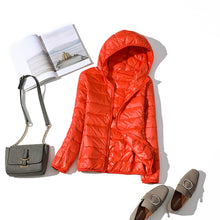 Load image into Gallery viewer, 90% Ultra-light Plus Size Thin Down Jacket Women 2019 Autumn Winter Slim Short Hooded Warm White Duck Down Coat Women Outerwear