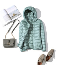 Load image into Gallery viewer, 90% Ultra-light Plus Size Thin Down Jacket Women 2019 Autumn Winter Slim Short Hooded Warm White Duck Down Coat Women Outerwear