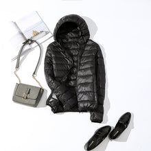 Load image into Gallery viewer, 90% Ultra-light Plus Size Thin Down Jacket Women 2019 Autumn Winter Slim Short Hooded Warm White Duck Down Coat Women Outerwear