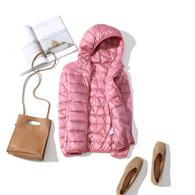 Load image into Gallery viewer, 90% Ultra-light Plus Size Thin Down Jacket Women 2019 Autumn Winter Slim Short Hooded Warm White Duck Down Coat Women Outerwear