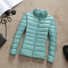Load image into Gallery viewer, 90% Ultra-light Plus Size Thin Down Jacket Women 2019 Autumn Winter Slim Short Hooded Warm White Duck Down Coat Women Outerwear