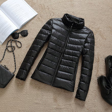 Load image into Gallery viewer, 90% Ultra-light Plus Size Thin Down Jacket Women 2019 Autumn Winter Slim Short Hooded Warm White Duck Down Coat Women Outerwear