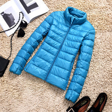 Load image into Gallery viewer, 90% Ultra-light Plus Size Thin Down Jacket Women 2019 Autumn Winter Slim Short Hooded Warm White Duck Down Coat Women Outerwear