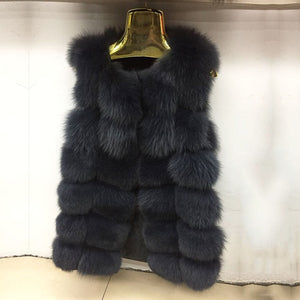 2019 ladies new natural fox fur square vest real fur vest casual fashion European autumn and winter street style