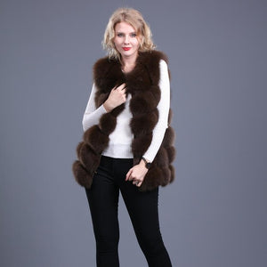 2019 ladies new natural fox fur square vest real fur vest casual fashion European autumn and winter street style