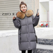 Load image into Gallery viewer, Winter Hooded Warm Down Coat Women Casual Long Down Jackets Ladies Thicken Cotton Parka Plus Size Outerwear Korean Harajuku Coat