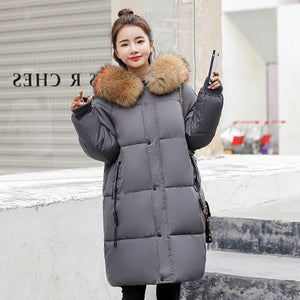 Winter Hooded Warm Down Coat Women Casual Long Down Jackets Ladies Thicken Cotton Parka Plus Size Outerwear Korean Harajuku Coat