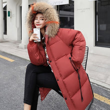 Load image into Gallery viewer, Winter Hooded Warm Down Coat Women Casual Long Down Jackets Ladies Thicken Cotton Parka Plus Size Outerwear Korean Harajuku Coat