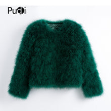 Load image into Gallery viewer, Pudi 2019 new women candy color Ostrich real  fur coat lady Turkey hair free shipping casual short jacket parka CT902