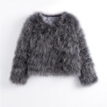 Load image into Gallery viewer, Pudi 2019 new women candy color Ostrich real  fur coat lady Turkey hair free shipping casual short jacket parka CT902