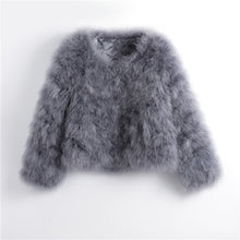 Load image into Gallery viewer, Pudi 2019 new women candy color Ostrich real  fur coat lady Turkey hair free shipping casual short jacket parka CT902
