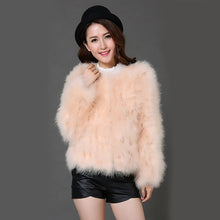 Load image into Gallery viewer, Pudi 2019 new women candy color Ostrich real  fur coat lady Turkey hair free shipping casual short jacket parka CT902