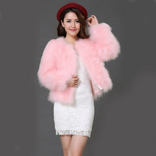 Load image into Gallery viewer, Pudi 2019 new women candy color Ostrich real  fur coat lady Turkey hair free shipping casual short jacket parka CT902