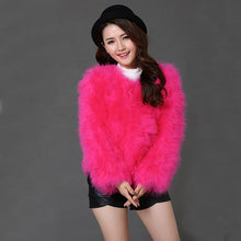 Load image into Gallery viewer, Pudi 2019 new women candy color Ostrich real  fur coat lady Turkey hair free shipping casual short jacket parka CT902