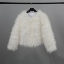 Load image into Gallery viewer, Women Fashion Fur Coats Winter Real Ostrich Fur Jackets Natural Turkey Feather Fluffy Outerwear Lady S1002