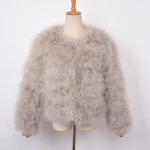 Load image into Gallery viewer, Women Fashion Fur Coats Winter Real Ostrich Fur Jackets Natural Turkey Feather Fluffy Outerwear Lady S1002