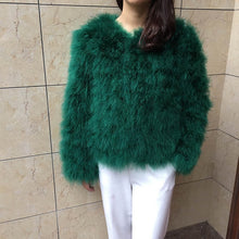 Load image into Gallery viewer, Women Fashion Fur Coats Winter Real Ostrich Fur Jackets Natural Turkey Feather Fluffy Outerwear Lady S1002