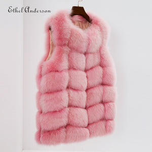 100% Imported Finland Real Fox Fur Vest Natural Whole Fox Fur Vest Gilet Women Standard Covered Jackets Coat Plus Size 3XL