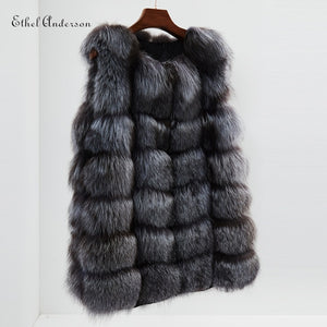 100% Imported Finland Real Fox Fur Vest Natural Whole Fox Fur Vest Gilet Women Standard Covered Jackets Coat Plus Size 3XL