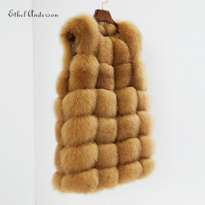 100% Imported Finland Real Fox Fur Vest Natural Whole Fox Fur Vest Gilet Women Standard Covered Jackets Coat Plus Size 3XL