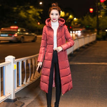 Load image into Gallery viewer, Long Hooded Thicker Down Coat Women Winter Casual Zipper Jackets Female Vogue Elegant Outwears M-6XL Plus Size Synthetic Feather