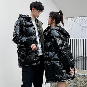 Fitaylor Real Natural Fur Patent Leather Winter Jacket Women Thicken Long Down Parka Hooded Female Duck Down Waterproof Coat