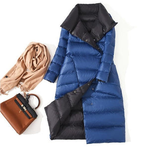 FTLZZ Ultra Light White Duck Down Jacket Women Winter Double Sided Slim Down Coat Single Breasted Warm Parkas Snow Outwear