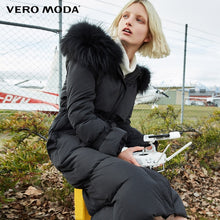 Load image into Gallery viewer, Vero Moda raccoon fur hooded 90% white duck down straight thick super long down jacket women |318412509