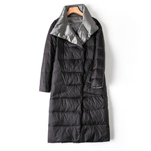 Load image into Gallery viewer, Fitaylor Women Double Sided Down Long Jacket Winter Turtleneck White Duck Down Coat Double Breasted Parkas Warm Snow Outwear