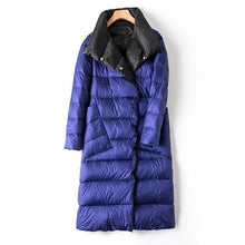 Load image into Gallery viewer, Fitaylor Women Double Sided Down Long Jacket Winter Turtleneck White Duck Down Coat Double Breasted Parkas Warm Snow Outwear