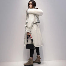Load image into Gallery viewer, Fitaylor Large Real Fox Fur Collar Long Coat Winter Jacket Women 90% White Duck Down Thick Parkas Warm Sash Tie Up Snow Outwear