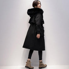Load image into Gallery viewer, Fitaylor Large Real Fox Fur Collar Long Coat Winter Jacket Women 90% White Duck Down Thick Parkas Warm Sash Tie Up Snow Outwear