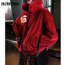Load image into Gallery viewer, HDHOHR 2019 New 100% Real Mink Fur Coat Women Fashion Essential Natural Mink Fur Coat Short Christmas Red Outerwear Jacket