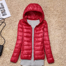 Load image into Gallery viewer, 7XL Cheap Ultra Light Down Winter Warm Hooded Feather Puffer Jacket For Girl Short Spring Autumn Coat Female Women Big Size Duck