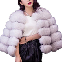 Load image into Gallery viewer, Lisa Colly New High Imitation Long Sleeves Short Fox Fur Coat Jacket Warm Winter Coat Outwear Faux Fur Coat Overcoat Furs coat