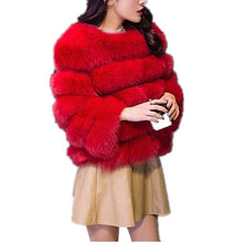 Load image into Gallery viewer, Lisa Colly New High Imitation Long Sleeves Short Fox Fur Coat Jacket Warm Winter Coat Outwear Faux Fur Coat Overcoat Furs coat