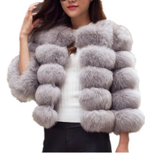 Load image into Gallery viewer, Lisa Colly New High Imitation Long Sleeves Short Fox Fur Coat Jacket Warm Winter Coat Outwear Faux Fur Coat Overcoat Furs coat