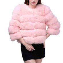 Load image into Gallery viewer, Lisa Colly New High Imitation Long Sleeves Short Fox Fur Coat Jacket Warm Winter Coat Outwear Faux Fur Coat Overcoat Furs coat