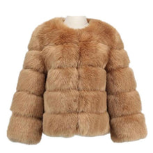 Load image into Gallery viewer, Lisa Colly New High Imitation Long Sleeves Short Fox Fur Coat Jacket Warm Winter Coat Outwear Faux Fur Coat Overcoat Furs coat