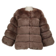 Load image into Gallery viewer, Lisa Colly New High Imitation Long Sleeves Short Fox Fur Coat Jacket Warm Winter Coat Outwear Faux Fur Coat Overcoat Furs coat
