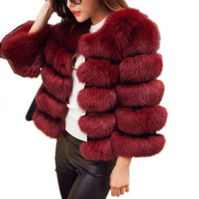 Load image into Gallery viewer, Lisa Colly New High Imitation Long Sleeves Short Fox Fur Coat Jacket Warm Winter Coat Outwear Faux Fur Coat Overcoat Furs coat