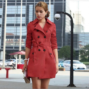 1PC Trench Coat For Women Double Breasted Slim Fit Long Spring Coat Casaco Feminino Abrigos Mujer Autumn Outerwear