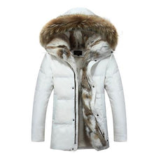 Load image into Gallery viewer, 5XL White Duck Down Jacket 2019 Women Winter Goose Feather Coat Long Raccoon Fur Parka Warm Rabbit Plus Size Outerwear WJM19