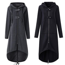 Load image into Gallery viewer, Women Autumn Overcoat Zipper Cotton Hooded Long Sleeves Female Windbreaker Plus Size IK88